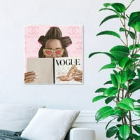 Wynwood Stüdyo Moda ve Glam duvar tuvali sanat Baskı 'Dergi ve Bukleler' Saç Modelleri-Pembe, Beyaz