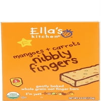 Ella'nın Mutfağı Nibbly Fingers Organik Bebek Snack Barları, Aşama 4, Mango ve Havuç, 4. oz