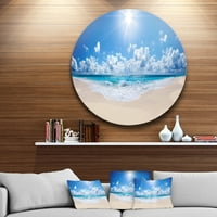 Designart 'Güzel Tropikal Plaj Panoraması' Disk Deniz Kıyısı Metal Daire Duvar Sanatı