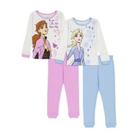 Disney Dondurulmuş Yürümeye Başlayan Kızlar Pamuklu Pijama Takımı