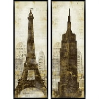 Görüntüler Şehir Sahnesi: Paris ve New York City, Plak Sanatı Seti