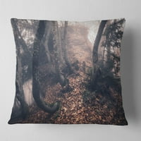 Designart Sonbahar Sisli Orman Ağaçları-Manzara Fotoğrafçılığı Atmak Yastık-18x18