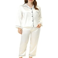 Benzersiz Pazarlık kadın Saten Loungewear Düğme Aşağı İpeksi Pijama Pijama Setleri