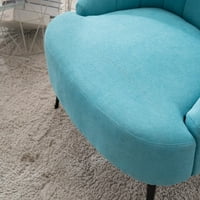 Aukfa Pamuk Keten Kumaş Accent Sandalye Oturma Odası Yatak Odası için Metal Ayaklı, Açık Mavi