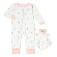 Üzerinde Uyku Bebek Kız Tulum Pijama Blankey Buddy, Boyutları 12M-24M