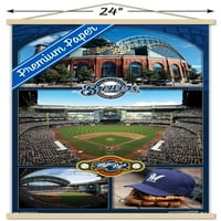 Ahşap Manyetik Çerçeveli Milwaukee Brewers - Miller Park Duvar Posteri, 22.375 34