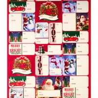 Çok Renkli Peel & Stick Kağıt Noel Hediyesi Etiketleri, Say