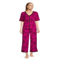 Öncü Kadın Kısa Kollu Üst Pantolon Pijama Takımı, Kadın, 2 Parça