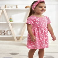 Gerber Bebek ve Yürümeye Başlayan Kız Elbise, Bebek Bezi Kapağı ve Kafa Bandı Kıyafet Seti, 3 Parçalı
