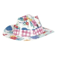 Mini Öncü Kadın Çiçekli Mavi Kağıt Kovboy Şapkaları, 10ct