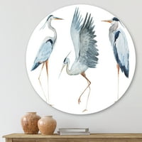 Designart 'Balıkçıl Kuşlarının Portresi II' Geleneksel Daire Metal Duvar Sanatı - 11 Disk