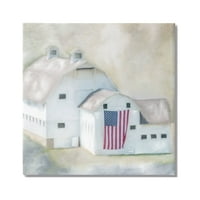 Stupell Industries Amerikan Bayrağı Beyaz Çiftlik Evi Ahır Kırsal Kırsal modern tablo Galeri Sarılmış Tuval Baskı