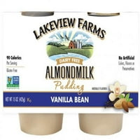 Lakeview Farms, Badem Sütü, Atıştırmalık Pudingi, Vanilya Fasulyesi, Paket