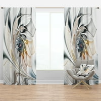 Designart 'Beyaz Vitray Fraktal Çiçek Sanatı' Modern Karartma Perdesi Paneli