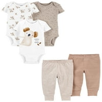 Carter'ın Çocuğum Erkek Bebek Kısa Kollu Bodysuits ve Pantolon Kıyafet Seti, 5 Parça, Preemie Ay