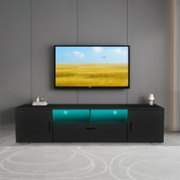 Hommoo Modern LED TV standı, Çekmeceli Modern Depolama TV dolabı, Oyun için Cam Raflı Eğlence Merkezi Oturma Odası