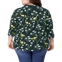Benzersiz Pazarlık kadın Artı Boyutu Çiçek Baskı Uzun Kollu Düğme Aşağı Gömlek