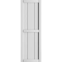 Ekena Millwork 3 4 W 41 H Gerçek Fit PVC, İki Tahta Çerçeveli Tahta-n-Çıta Panjurlar, Beyaz