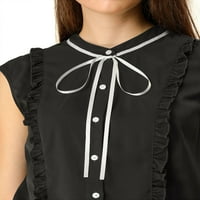 Benzersiz pazarlık kadın Yaz kravat Boyun kolsuz fırfır şifon gömlek