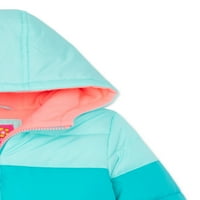 Pembe Platin Bebek Yürüyor Kız Colorblocked Kış Ceket Kaban
