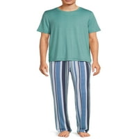 Ve erkek ve erkek Büyük ve Uzun Kısa Kollu Tişört ve Pantolon Uyku Seti, 2 Parça