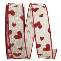 Kağıt Sevgililer Günü Şeridi, Doğal ve Kırmızı, 1,5 inç 20yd, 1 Paket