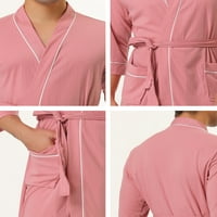 Benzersiz Pazarlık erkek Örgü Bornoz Pijama Spa Uzun Banyo Robe Pijama Kemer ile