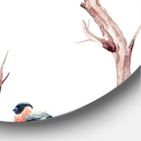 Designart 'Ağaç Dallarında Oturan Küçük Kuşlar III' Geleneksel Daire Metal Duvar Sanatı - 11 Disk