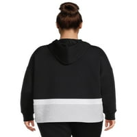 Reebok Kadın Artı Boyutu Renk Bloğu Kırpılmış Kapüşonlu Sweatshirt