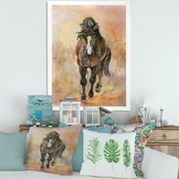 Designart 'Güzel Kestane Atının Soyut Portresi I' Çiftlik Evi Çerçeveli Sanat Baskısı