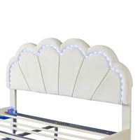 Euroco yatak odası takımı, Döşeme Kraliçe Boyutu LED platform yatak Depolama Osmanlı Yatak Odası için, Bej