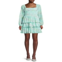 Madden NYC Kadın Gençlerinin Üçlü Fırfırlı Önlüklü Köylü Elbisesi