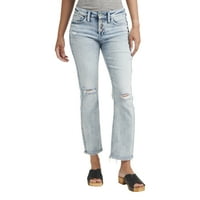 Gümüş Jeans A.Ş. Kadın Suki Mid Rise Düz Kısa Kot Pantolon, Bel Ölçüleri 24-36