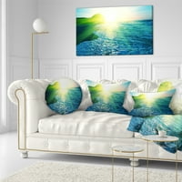 Designart Köpüren Mavi Dalgalar - Deniz Kıyısı Kırlent - 12x20
