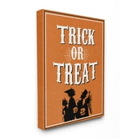 Stupell Ev D & eacute; Kor Trick or Treat Turuncu Siyah Tatil Kelime Tasarım Tuval Duvar Sanatı Saturday Evening