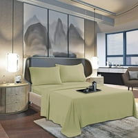 Elegant Comfort® Kırışıksız İplik Sayısı Mısır Kalitesi, 1 Parçalı Düz Levha, Kaliforniya Kralı, Adaçayı Yeşili