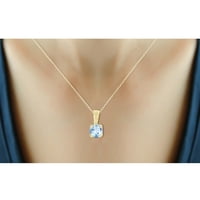 Jewellersclub Gümüş Zincir Kolye Kadınlar için-14 K Altın Kaplama Gümüş Kolye ile Köpüklü Hakiki 4. CTW Sky Blue