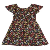 Kız Çocuk Fırfırlı Dantel Yaka Çiçekli Şifon Elbise