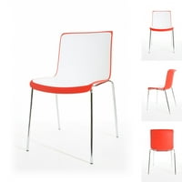 Metal Ayaklı Enrik Modern İki Tonlu Polipropilen Yemek Sandalyesi: Gri Beyaz
