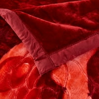 Çağdaş Kırmızı Baskılı Polyester Tersinir Yatak Battaniyesi Kral