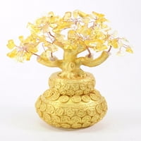 7 Feng Shui Sarı Kristal Para Ağacı altın madalyonlar Pot Şanslı Servet Nimet-D