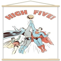 Çizgi roman-Batman-Robin-Superman-Yüksek Beş Duvar Posteri Ahşap Manyetik Çerçeve, 22.375 34