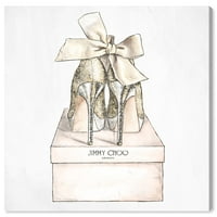 Wynwood Stüdyo Moda ve Glam Duvar Sanatı Tuval Baskılar 'Romantik Çift Kare' Ayakkabı-Altın, Pembe