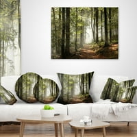 Designart Yeşil Güz Orman Güneş ışınları ile-Manzara Fotoğrafçılığı Atmak Yastık-18x18