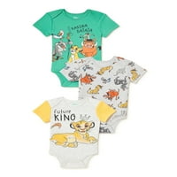 Disney Aslan Kral Erkek Bebek Bodysuits, 3'lü Paket, Bedenler 0 3 Aylık