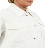 Cyn & Luca Kadın Büyük Beden Buklet Büyük Beden Düz Renk Gömlek Ceket