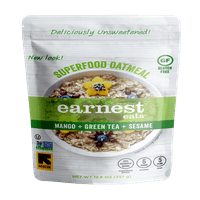Earnest Süper Yiyecek Yiyor Vegan Yulaf Ezmesi, Mango Yeşil Çayı, Glütensiz, 12. Oz