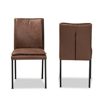 Baxton Studio Gerard Yemek Sandalyesi, 2'li Set, Sıkıntılı Kahverengi