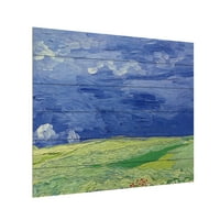 Ticari Marka Güzel Sanatlar 'Buğday Tarlaları Altında Bulutlar' Ahşap Duvar Sanatı Vincent Van Gogh'un Sanatı