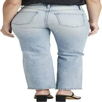 Gümüş Jeans A.Ş. Kadın Son Derece Arzu Edilen Yüksek Katlı Düz Bacak Kot Pantolon, Bel Ölçüleri 24-36